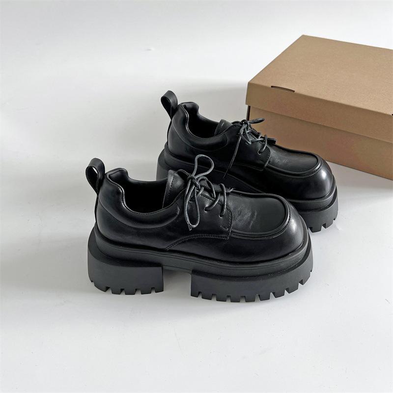 

Туфли женские кожаные на платформе в ретро-черном британском стиле 2025 года, универсальные французские туфли-моно на осень и зиму Mary Jane Love 35 чёрный