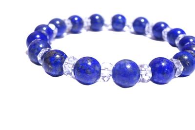 Leaf Stone Lifetime Happiness Lapis Lazuli and Crystal Bracelet for Men and Natural Power 8mm [Good Luck, Amulet] Women, Stone, (Purification,