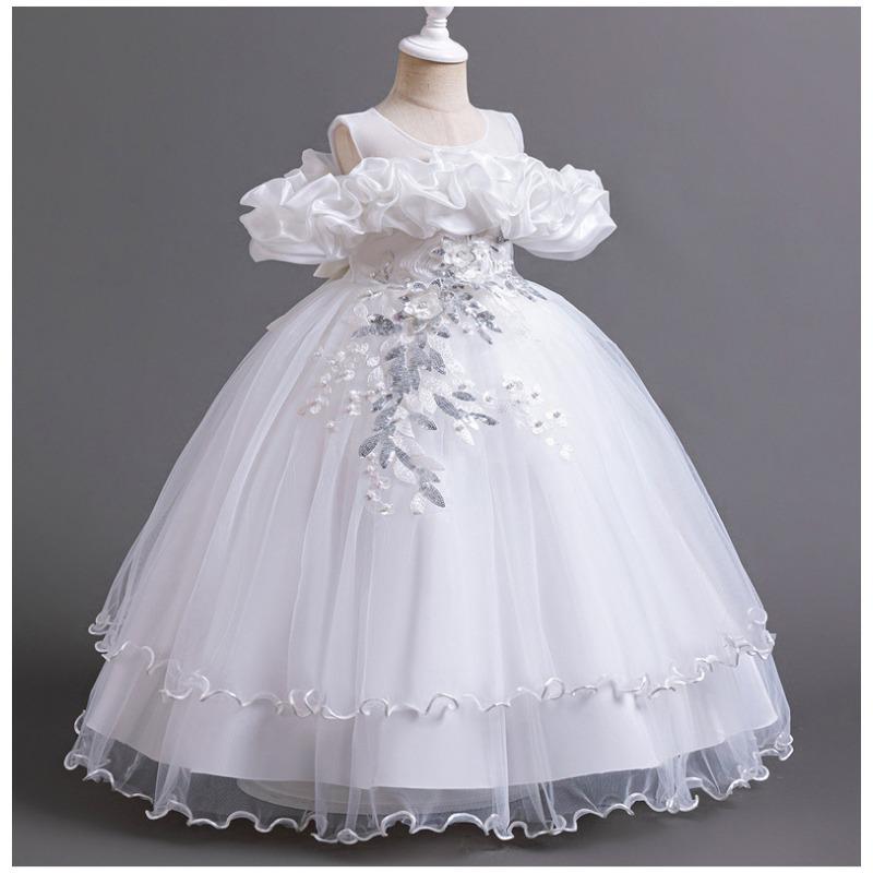 Girls Kids Princess Long Tulle Dress Birthday Party Formal Occasion Dress