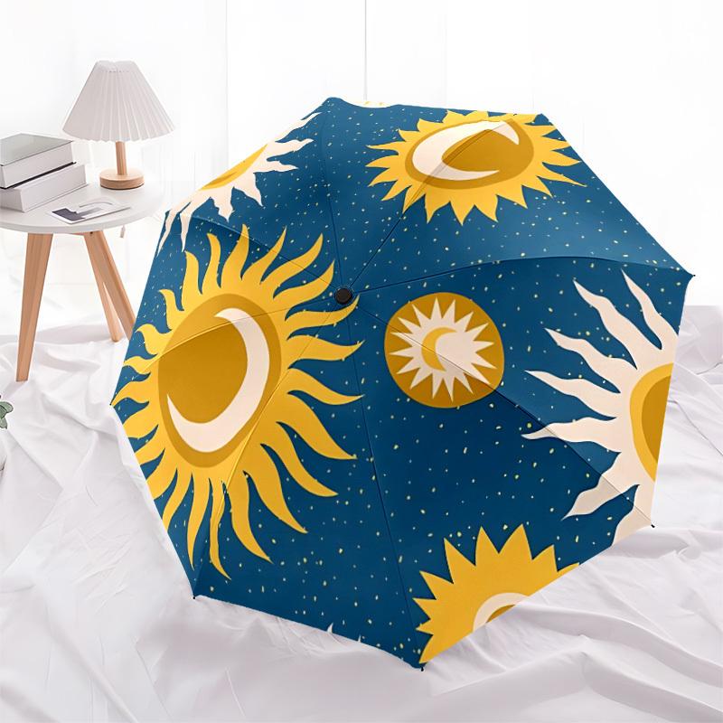 1pc Sun Moon Automatic Open/Close Umbrella with One Touch Button,, Windproof Design   Lightweight Portable Umbrella for Women & Men6145