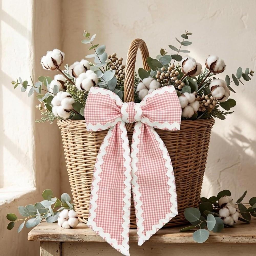 Wave Trim Wreath Sashes Gingham Canvas Scalloped Wreath Sash New Basket Sashes Baby Shower