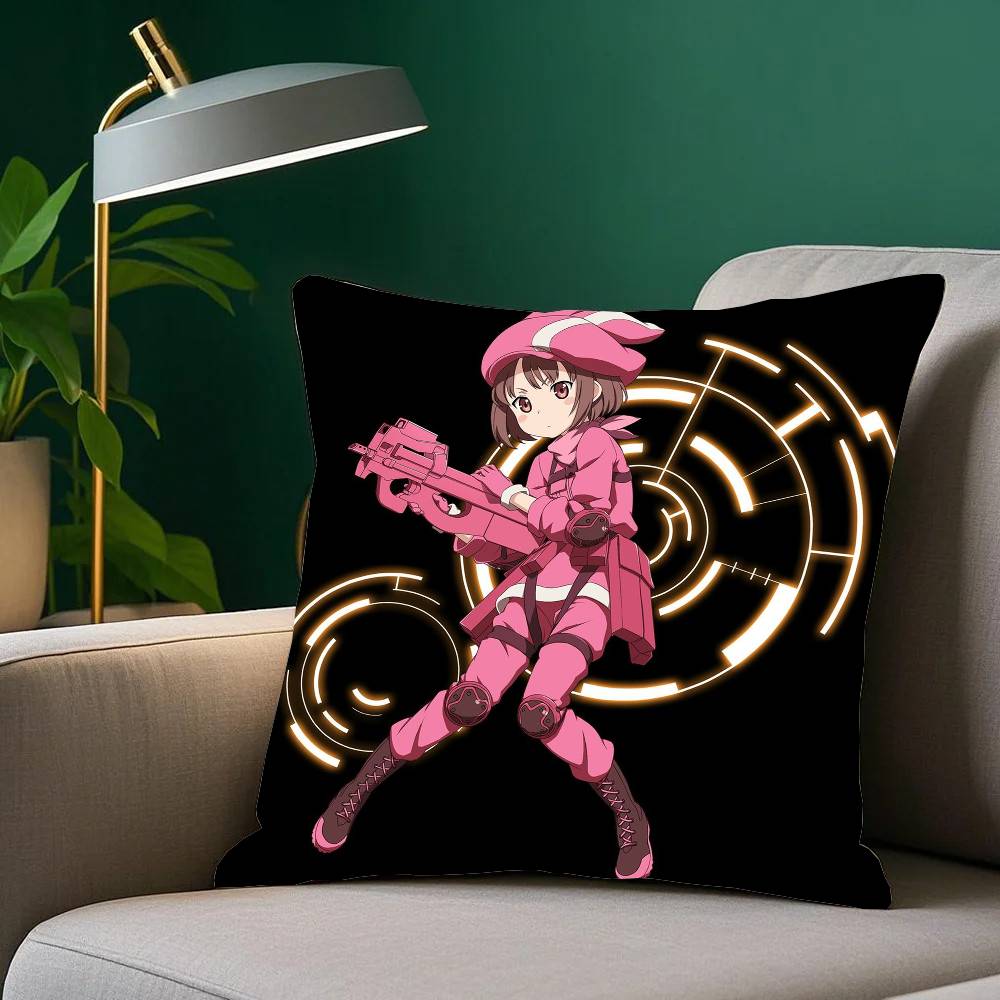Gun G-Gale Online Anime Kuddfodral Heminredning Pläd för Soffa Säng Bil Rumsdekor Presentidé