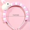 1pc Adorable Fluff Rabbit Headband - Pink & White Plush Hair Hoop with Soft Balls, Cute Kawaii Hair Accessory for Girls,Birthday