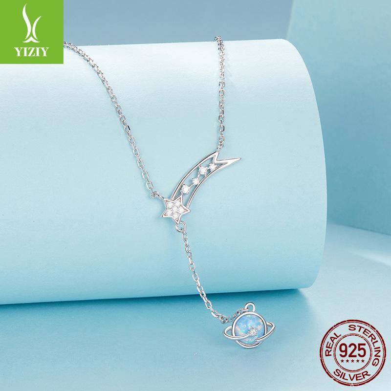 Design, Planet Opal Necklace S925 Sterling Silver Platinum Plated Necklace Women'S Versatile Premium Sense
