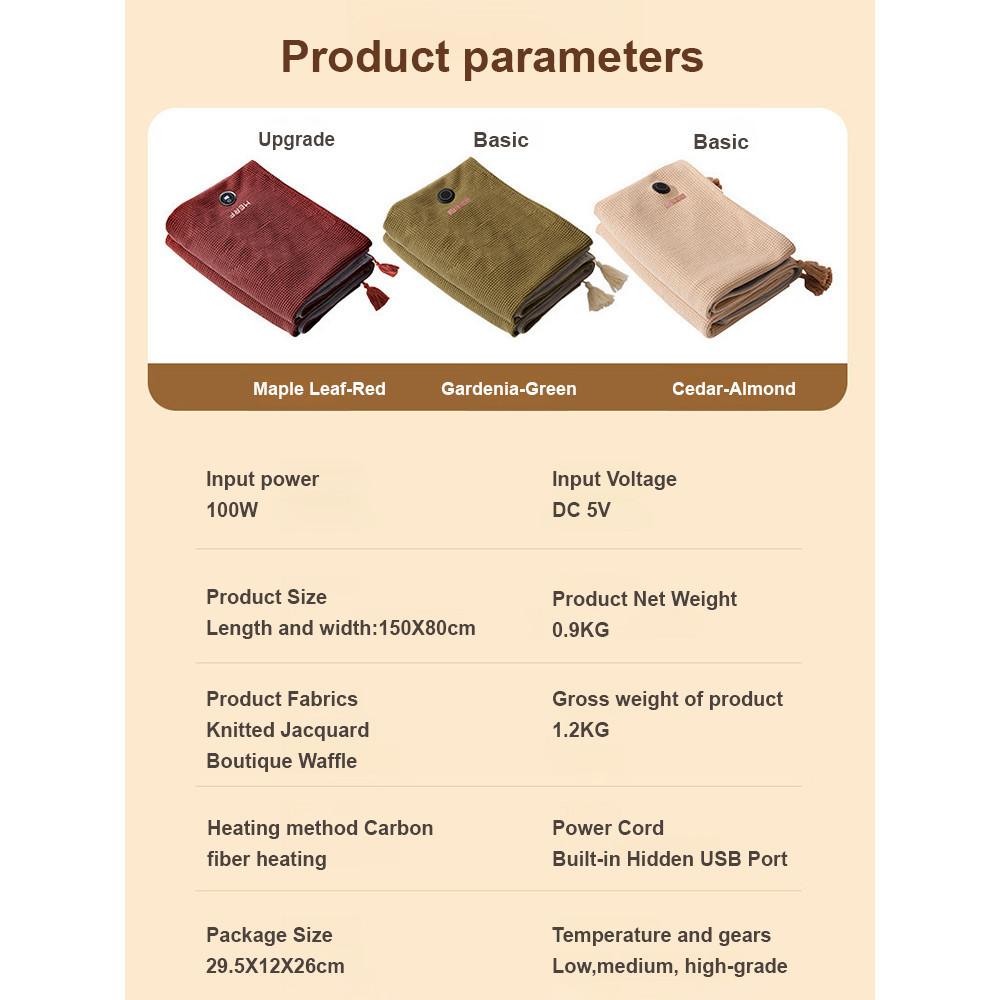 Portable Heated Shawl USB Heated Graphene Warming Blanket Small Electric Heating Blanket Waist Warming Abdomen Heating Pad