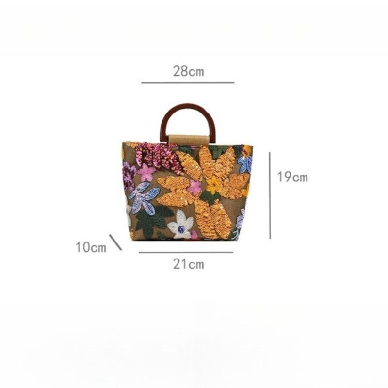 1 Stück Modische Bestickte Blumen Handtasche Outdoor Reise Lässig Tägliches Pendeln Tragetasche Stilvolle Dekorative Florale Handtasche