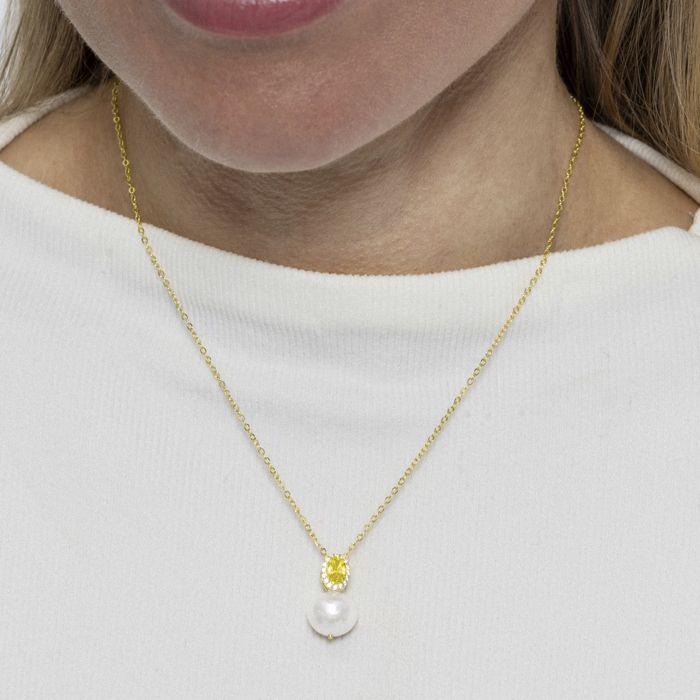 Collier - Luxenter - Ihri - Argent 925 - Or Jaune 18k - Padparadscha