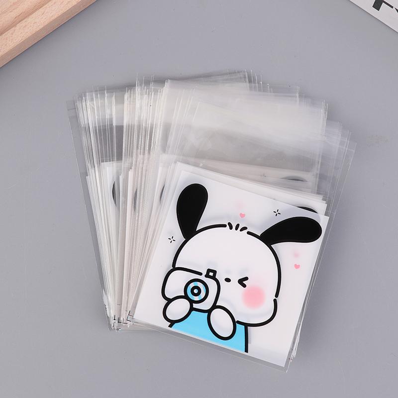 100Pcs Cute Cartoon Printed Opp Clear Packaging Bags Candy Bag Self-Adhesion Storage Bag Diy Gift Pastry Sealable Bag