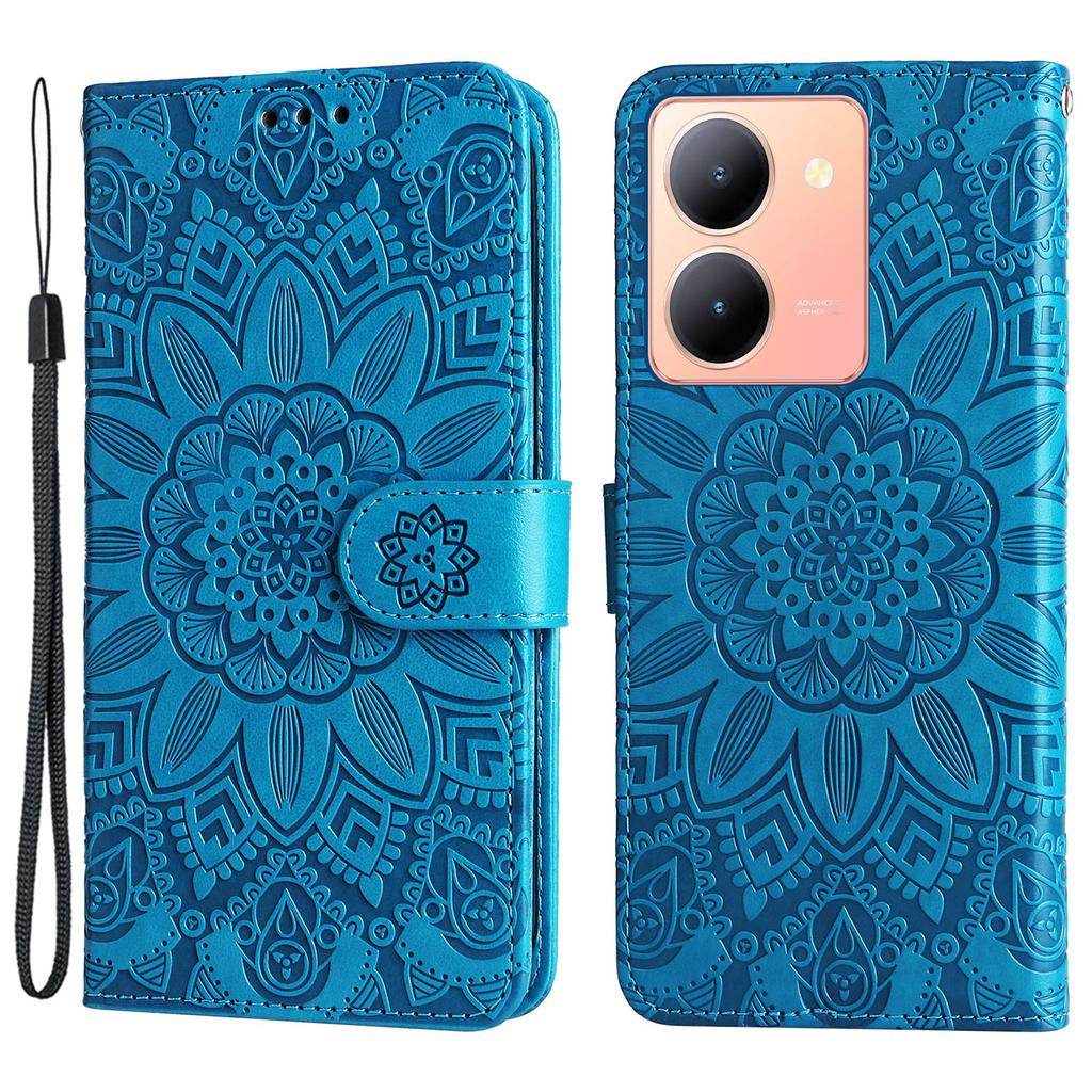 For vivo Y78 (China) 5G/Y36 4G (Global)/Y36 5G (Global) PU Leather Wallet Phone Cover Sunflower Imprinted Stand Case