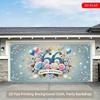 2D Flat Printed 66th Birthday Backdrop, Light Blue Floral & Balloon Garage Door Banner