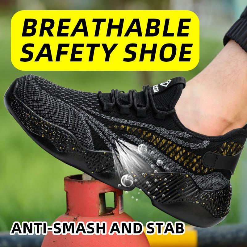 Lightweight Safety Shoes Men Sneakers Steel Toe Shoes Anti-smash Anti Puncture Indestructible Work Shoes Protective Safety Boots