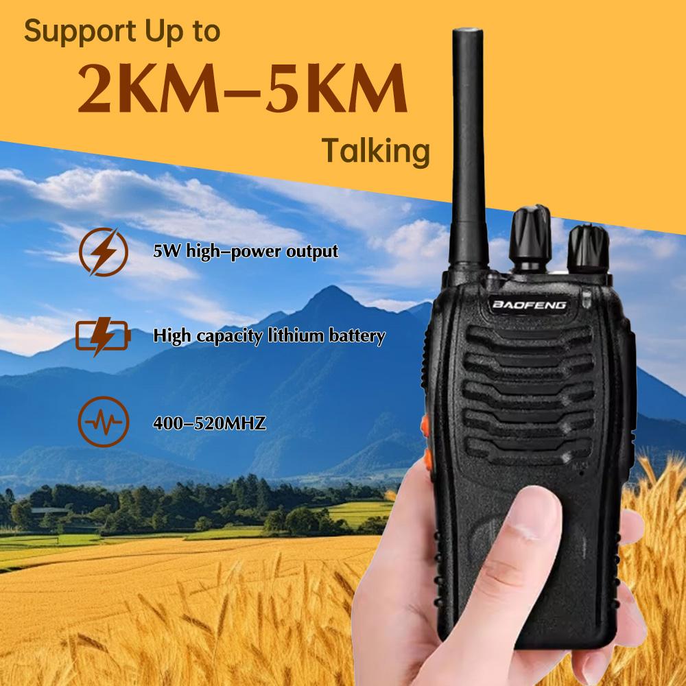 2PCS Baofeng BF-88E 3-5km Long Range Handheld Walkie Talkie 16CH UHF PMR 446.00625-446.19375MHz 1500mAh Two Way Radio