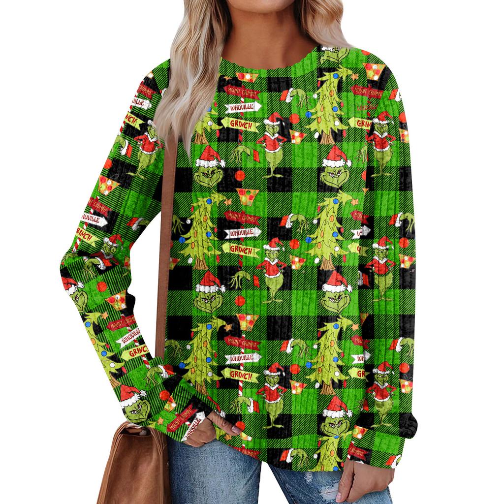 Women's Printed Lightweight Brushed-Cotton Round Neck Top