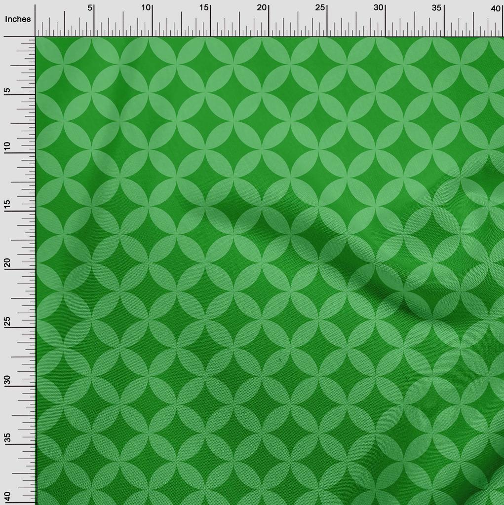 oneOone Georgette Viscose Green Fabric Geometric  Sewing Material Print Fabric By The Yard 42 Inch