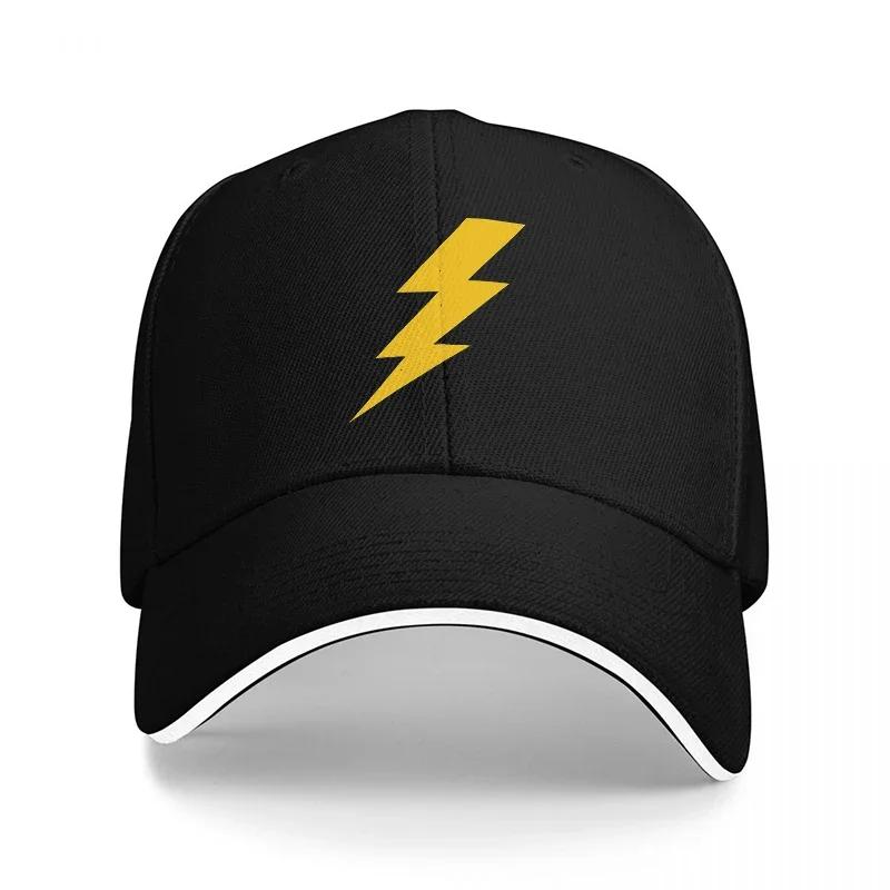 Lightning Bolt Logo Black Baseball Cap with Yellow Strike Design for Unisex and Women Casual Streetwear Fashion Accessory