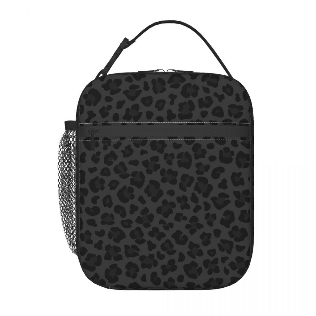 Schwarzer Leopard Tierhaut Isolierte Lunchtasche für Kinder Schul-Kühltasche Thermische Lebensmittelbox Tragbare Lunchboxen Behälter