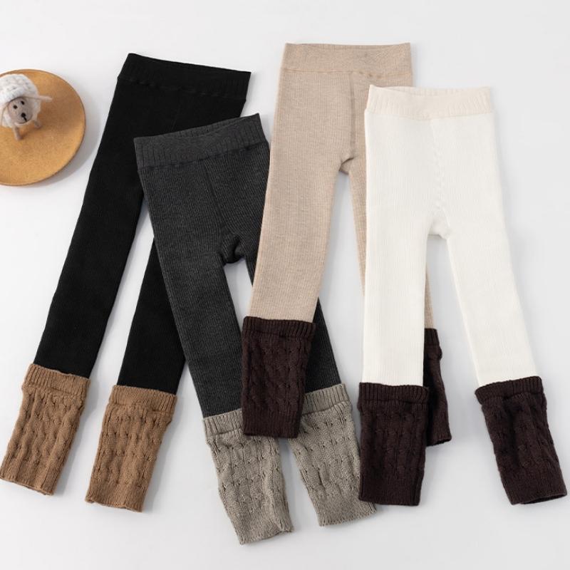 Baby Leggings Girl's Pant Autumn Winter Cashmere Baby Patchwork Stitching Leggings Fashion Fine Warm Cashmere Casual Pants