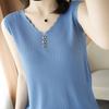 Knitted Sleeveless V Neck Vest Women's Turtleneck Short Loose Versatile Knitted Bottoming Shirts