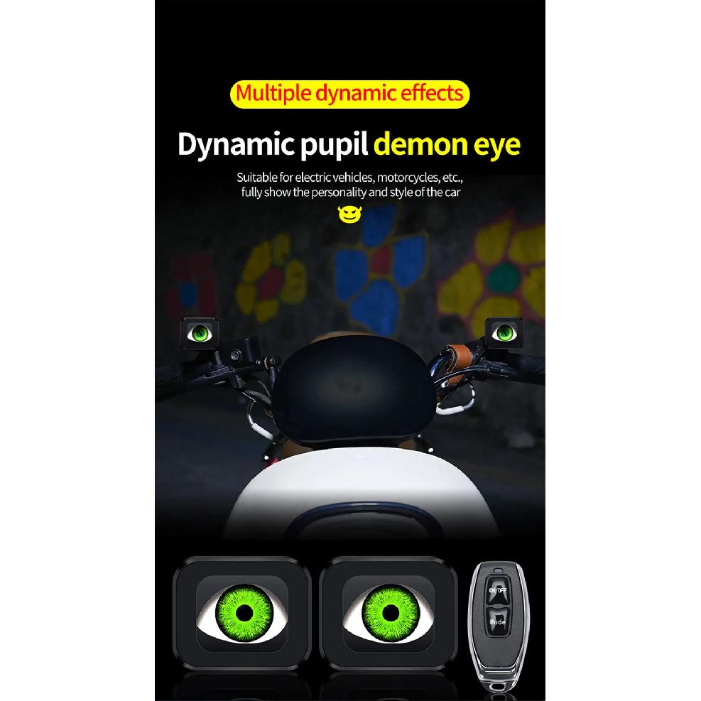 12-36V Motorcycle LED Dynamic Pupil Demon Eye Decorative Light With Remote Control 6 Modes Devil Eye Motorbike Retrofit Kits