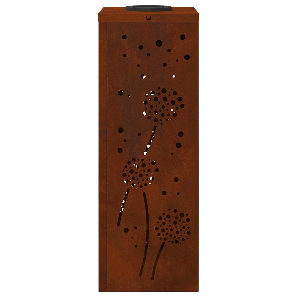 Solar LED Path Light 2 Pcs Rust Colored Weatherproof Steel