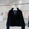 Gold mink imitation fur jacket loose stand-up collar women's wool sweater short warm spring autumn and winter three-season coat