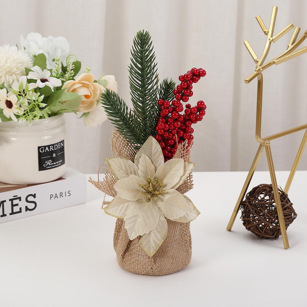 1 buc. decorațiune de masă de Crăciun con de pin fructe de pădure coș de Crăciun ghiveci de flori din in de Crăciun decorațiune accesorii pentru amenajarea scenei de acasă