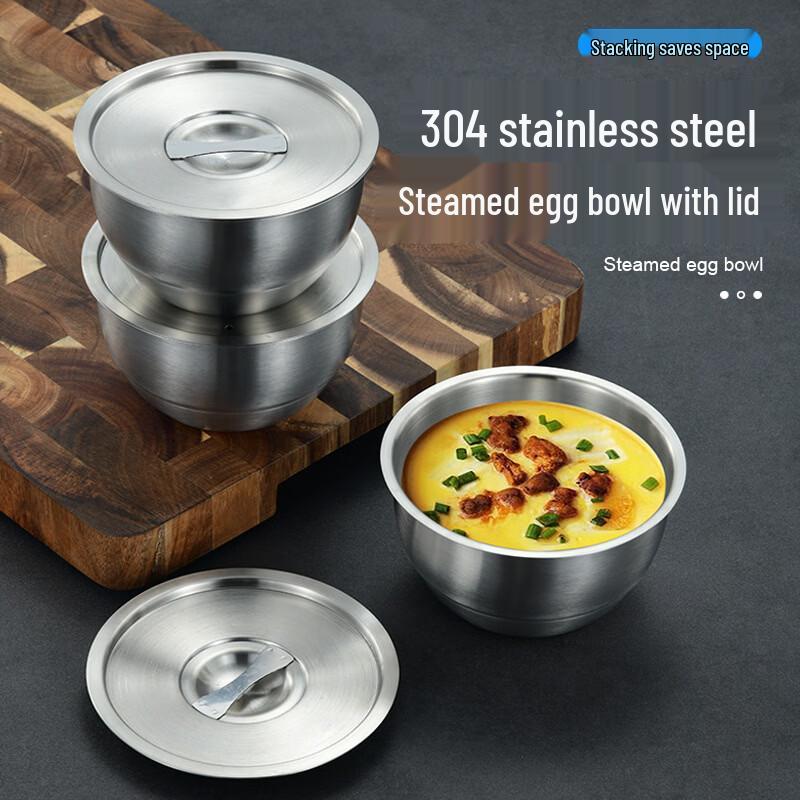 304 Stainless Steel Steaming Bowl with Lid