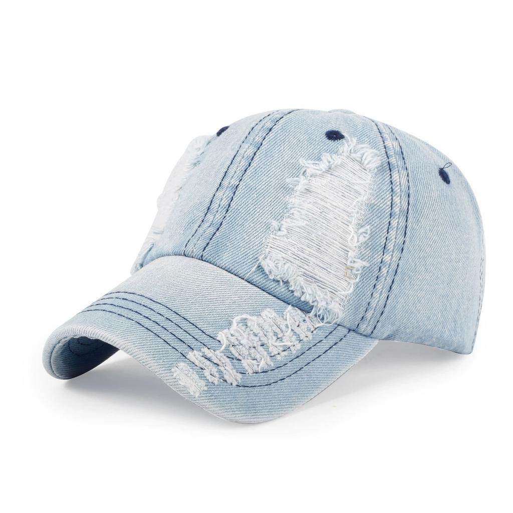 Women'S Korean Versatile Ripped Denim Baseball Cap Summer Sun Protection Visor Cap Men'S Style