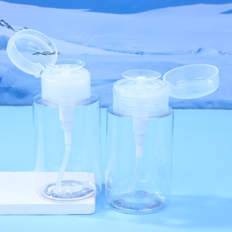 150ml Lockable Refillable Empty Pump Dispenser for Nail Manicure Cleaner Makeup Remover - Secure Press Bottle Container