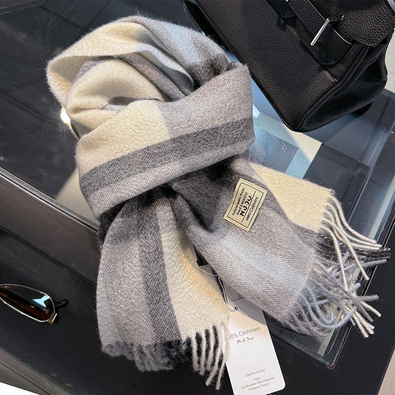Sciarpa in lana pashmina 100% cashmere invernale per donna, scialli e stole spessi e caldi, sciarpa da donna con nappe e sciarpa
