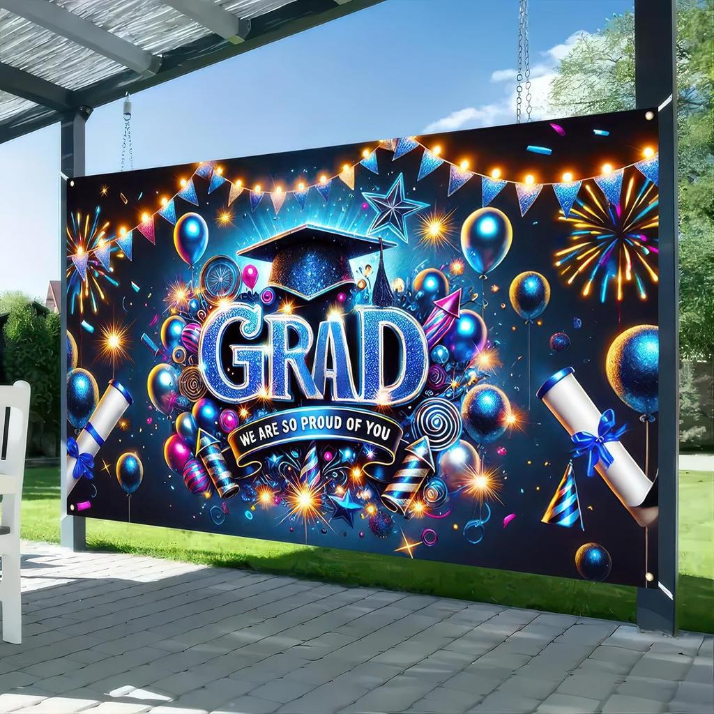 Graduation Banner Backdrop 2025 Graduation Party Decorations Congratulations Graduate Banner 71x43 Inches Outdoor Decor Yard Signs for Celebration