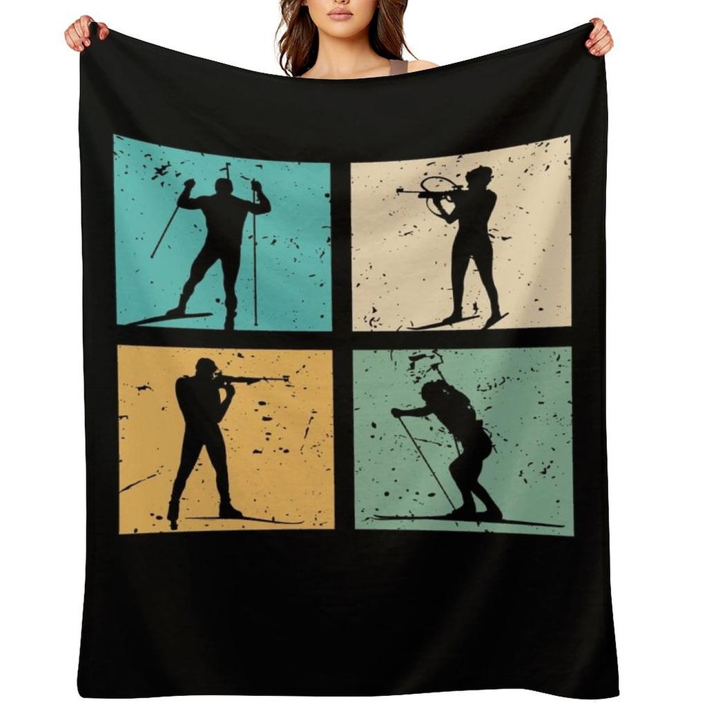 Biathlon Skiing Cross Country Skiing Biathlete Gift Skier Throw Blanket Winter beds anime Beautifuls Bed Fashionable Blankets