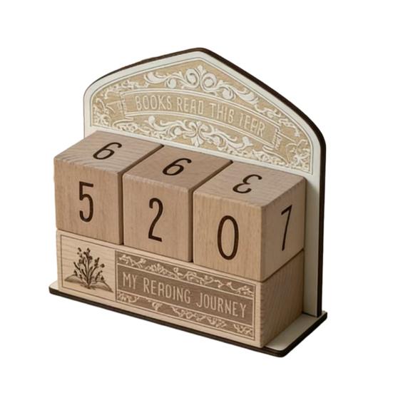 

Book Read This Year Counter Wooden Reading Tracker Block Up to 999 Rustic Reading Goal Display Sign for Teacher Women Book Lovers 1pc