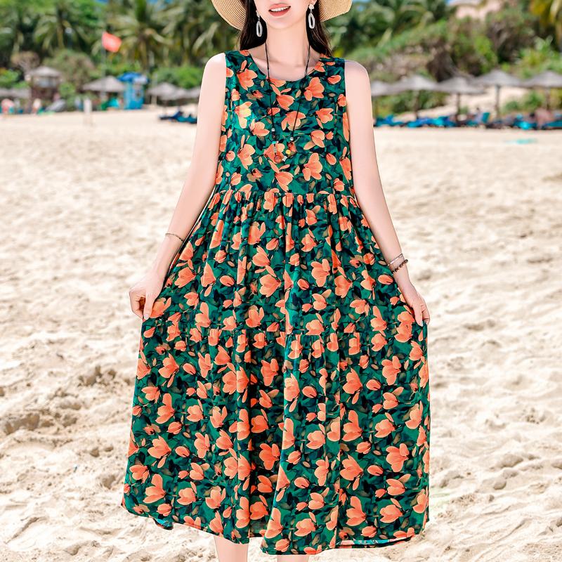 Elegantní dámské letní šaty nadměrné velikosti, ležérní volné dlouhé šaty bez rukávů, dámské vintage oblečení