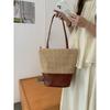 Ausgeschnittene Patchwork-Tragetasche Damen Urlaubs-Strandtasche Vintage Gewebte Schultertasche Große Tasche