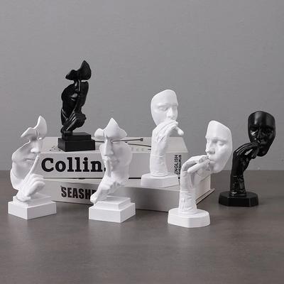 13.5cm Mini Smoking Man Statue Plastic Sculpture For Gentleman's Den Retro Bar Decor Abstract Silence Is Golden Ornament Gift