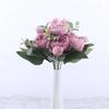 30cm Rose Pink Silk Peony Artificial Flowers Bouquet 5 Big Head Cheap Fake  Wedding Decorate
