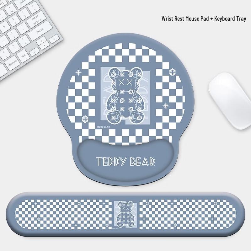 Fumide Blue Letter Bear Mouse Pad & Keyboard Wrist Rest Set