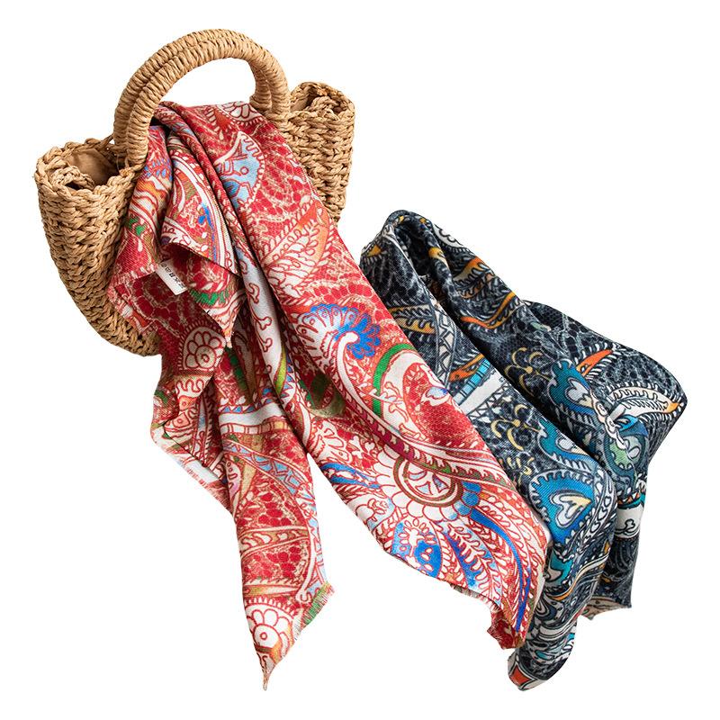 Wool Silk Scarf High end Women's New Small Square Scarf Neck Scarf