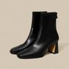 Ruodan Brown High-Heeled Short Boots Women'S Autumn And Winter French Small Ankle Boots Square Head Thick Heel Thin Boots