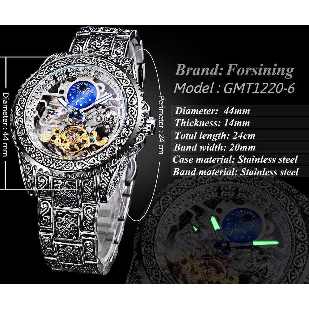 Forsining New Top Men's Watch Vintage Carved Men's Mechanical Watch Automatic Hollow Tourbillon Watch