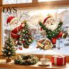 Holiday Glass Decals Christmas Window Cling, Santa Claus and Reindeer PVC Decals, Waterproof Static Theme Decorations Stickers for Home Shop
