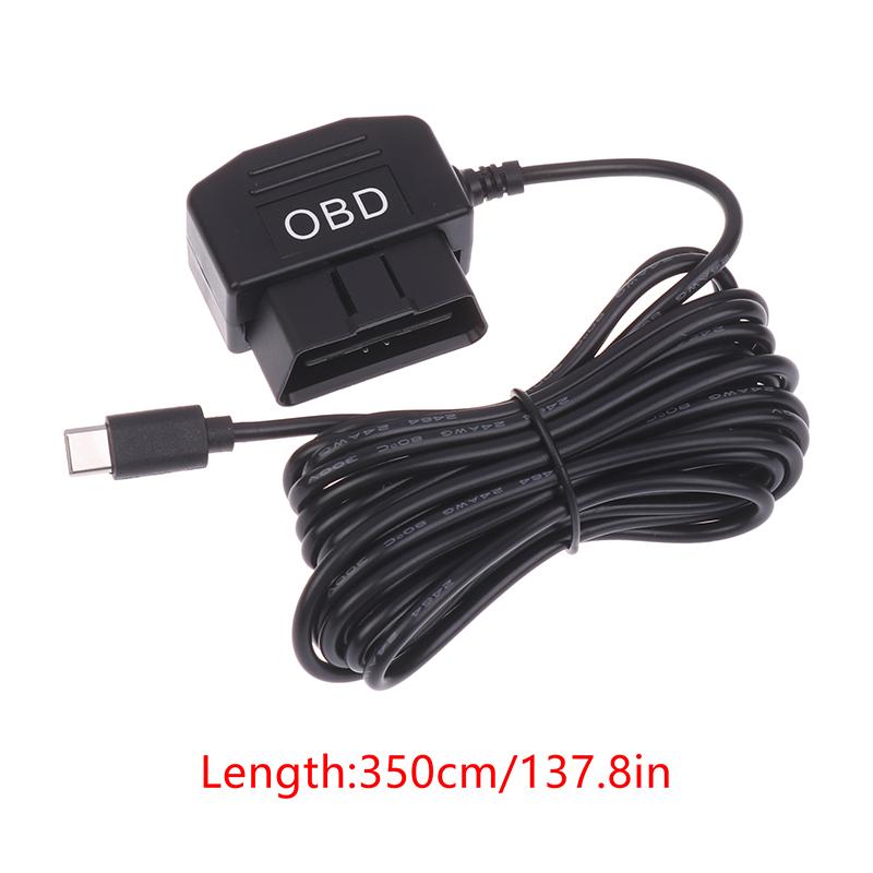 

1Pc OBD To Type C Charger Power Cable For Dash Camera Car DVR 24h Parking Car Accessories Battery Protection чорний