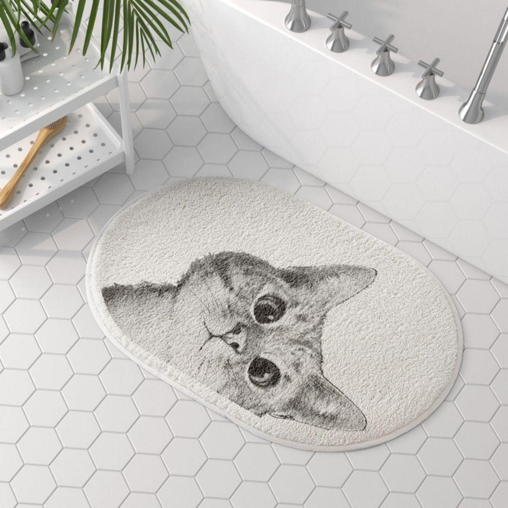 

VIKAMA Cartoon Cute Cat Bathroom Floor Mat Soft Plush Living Room Bedroom Floor Mat Feeling Full Area Carpet Home Decoration 40x60cm 16x24inch