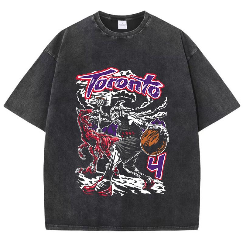 

Женские футболки оверсайз с принтом «Баскетбол Торонто», с коротким рукавом, хлопковые, состаренные топы, винтажная женская одежда S