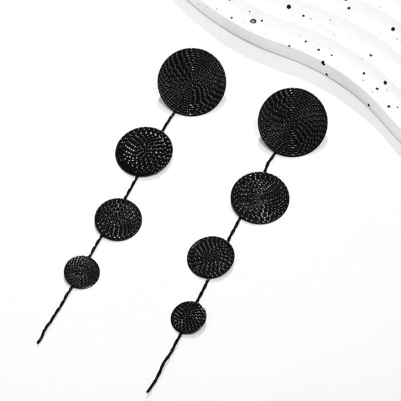 Fashion Gold Color Circular Pendant Earrings for Women Exaggerated Metal Long Tassel Round Geometric Earrings Jewelry Gifts
