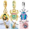 925 Silver Scarab Beetle Dangle Charms Ancient Egyptian Lucky Beads Fit Bracelets DIY Jewelry Gift for Women Girls