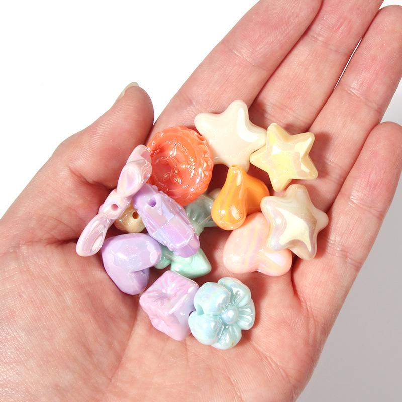 AB-Plated Acrylic Star and Bow Beads for DIY Necklaces and Hairpins