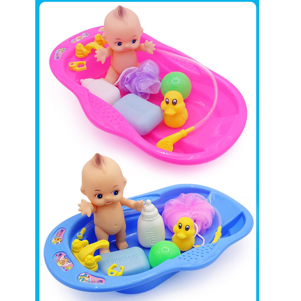 Buy Kids Bathtime Bathtub Toy Doll Bath Set with Baby Pretend Play at ...