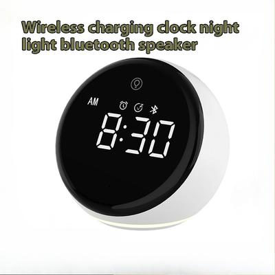 Wireless Charging Clock Bluetooth Speaker with Night Light Timing Alarm Clock Two-in-one Multi-function Stereo